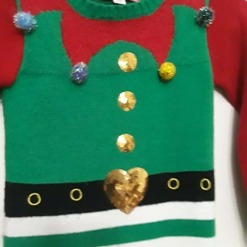 Festive Red and Green Kids Casual Dress